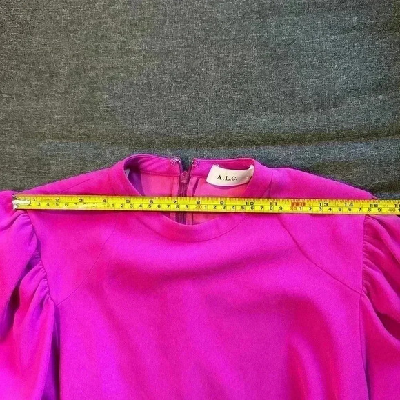 A.L.C Jane crepe Mini Dress in Hot Pink Long Sleeve wrap ALC 6 Christmas Holiday - Picture 11 of 16